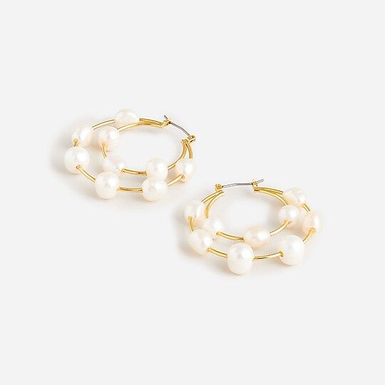 Layered pearl hoop earrings | J.Crew US