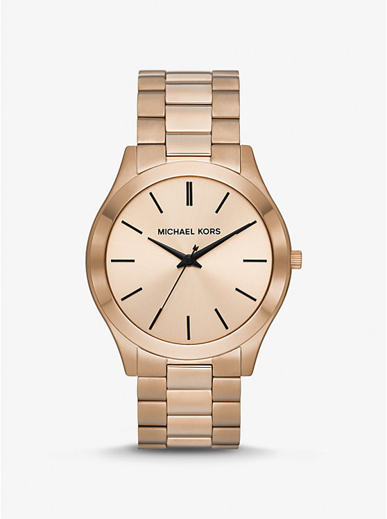 Oversized Slim Runway Beige Gold-Tone Watch | Michael Kors CA