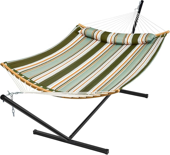 SUPERJARE Hammock with Stand, 2 Person Heavy Duty Hammock with Padded Cotton, Detachable Pillow &... | Amazon (US)