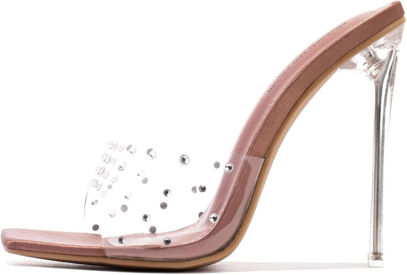 Cape Robbin Brisa Stiletto High Heels for Women - Rhinestone Clear Heels for Women - Slip On Wome... | Amazon (US)