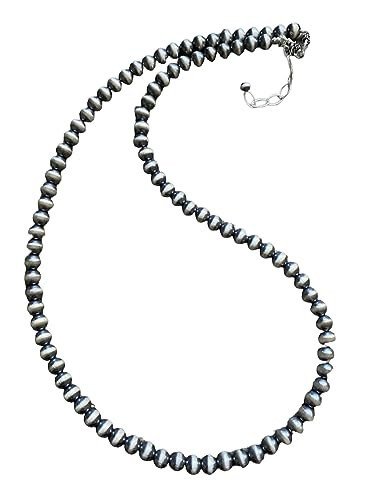 6mm Sterling Silver Oxidized Pearls Bead Necklace Southwestern "Navajo Style" (26 Inch) | Amazon (US)