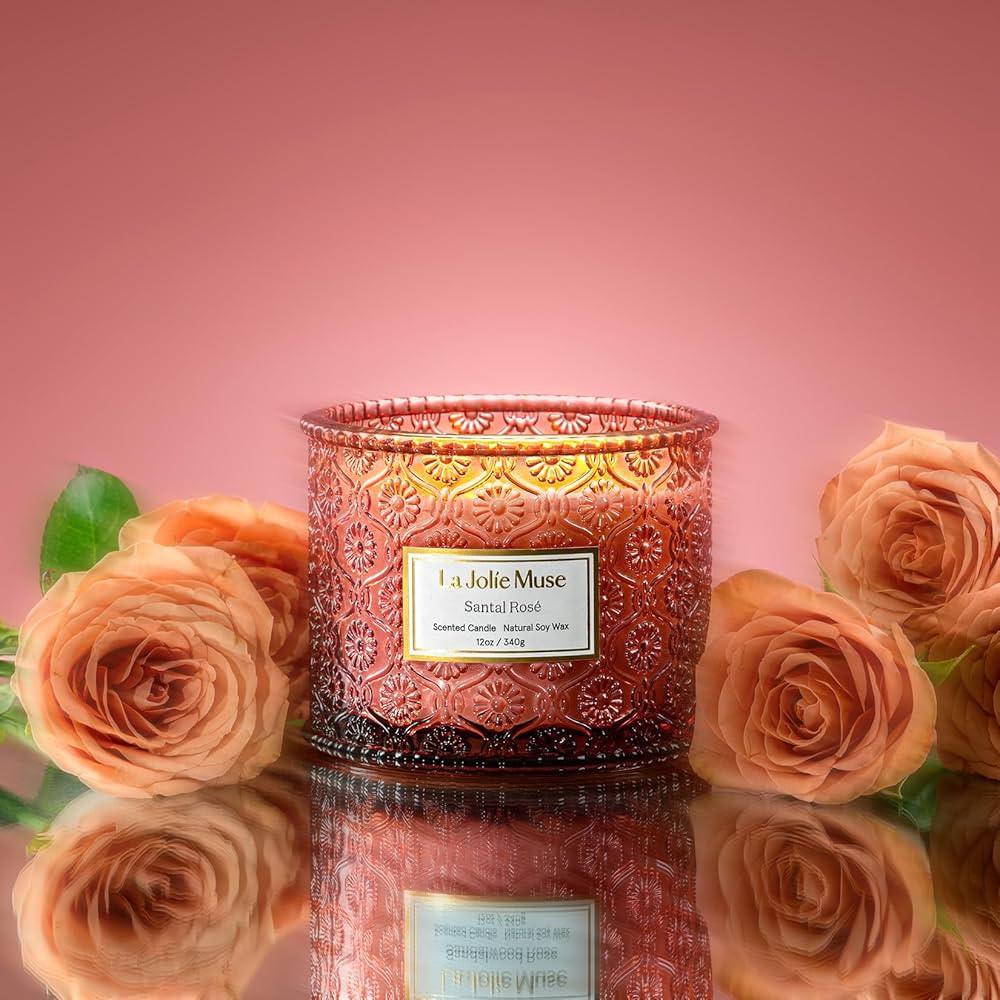 LA JOLIE MUSE Rose Candle, Scented Candles for Home, Large 2-Wick Soy Candles, Candle Gifts for W... | Amazon (US)