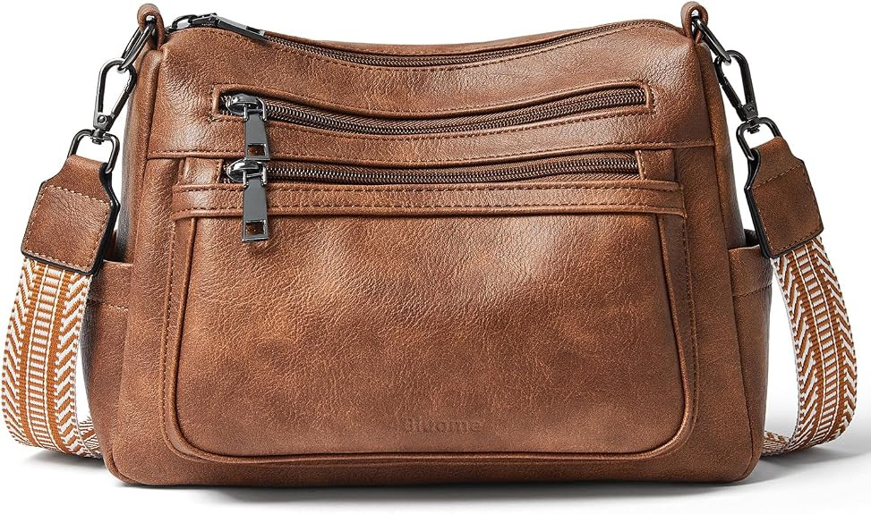 Bluome Crossbody Purses for Women, Medium Large Faux Leather Crossbody Bags Lightweight Sling Bag... | Amazon (US)
