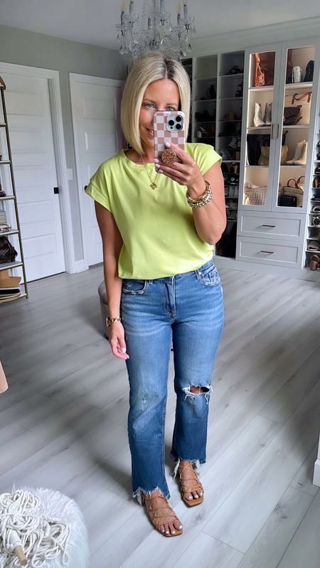 I just shared this top 2 days ago but love it so much I had to wear it again!!! This color is sooooo pretty!!!
Top medium (should have done small)
Jeans size 4
Sandals TTS

#LTKfindsunder50 #LTKSeasonal #LTKstyletip