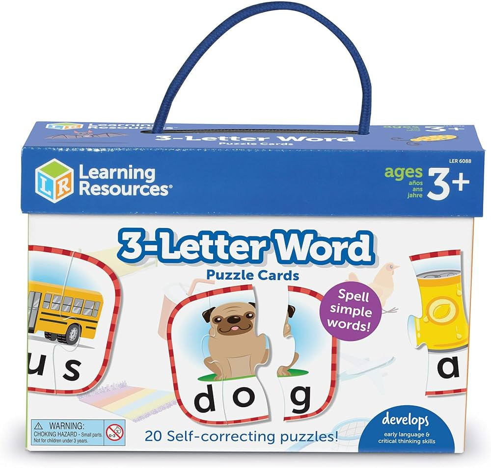 Learning Resources 3-Letter Word Puzzle Cards, Kindergarten Readniness, Self Correcting Puzzles, ... | Amazon (US)