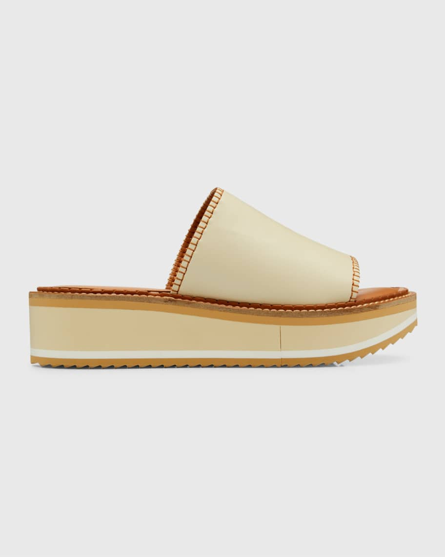 Clergerie Paris Calfskin Platform Slide Sandals | Neiman Marcus