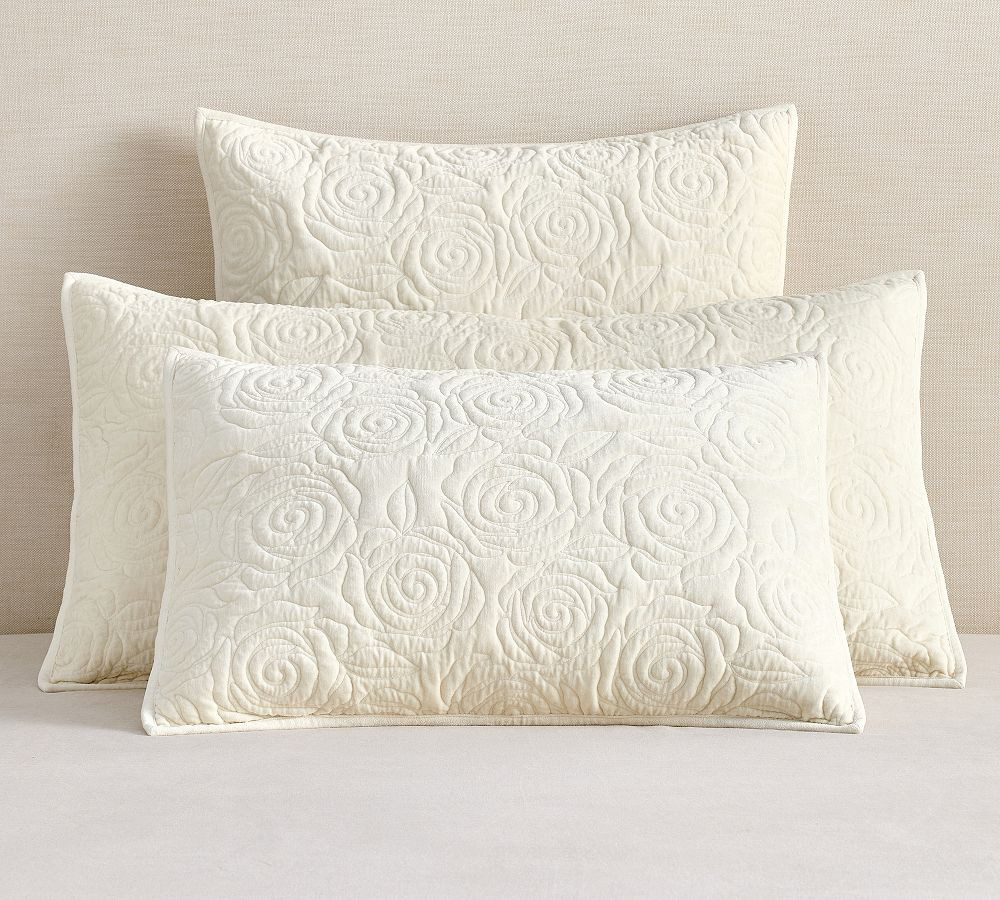 LoveShackFancy Rosette Velvet Quilted Sham | Pottery Barn (US)