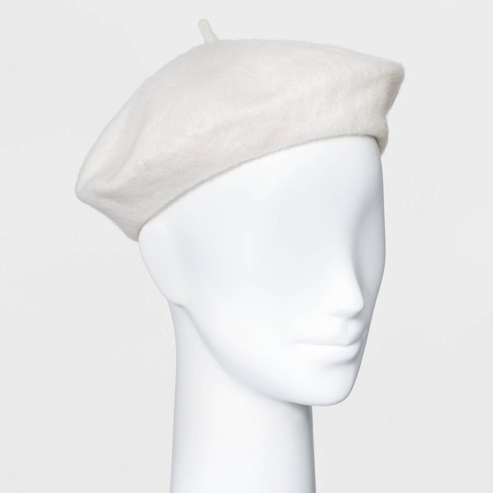 Women's Felt Beret Hat - A New Day Cream, Off White | Target