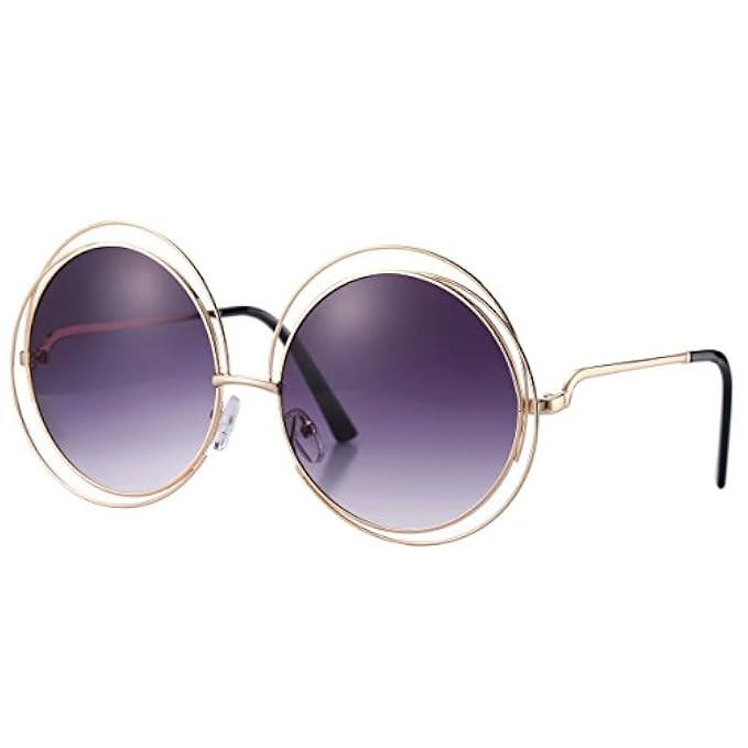 Pro Acme Women’s Double Circle Metal Wire Frame Oversized Round Sunglasses | Amazon (US)