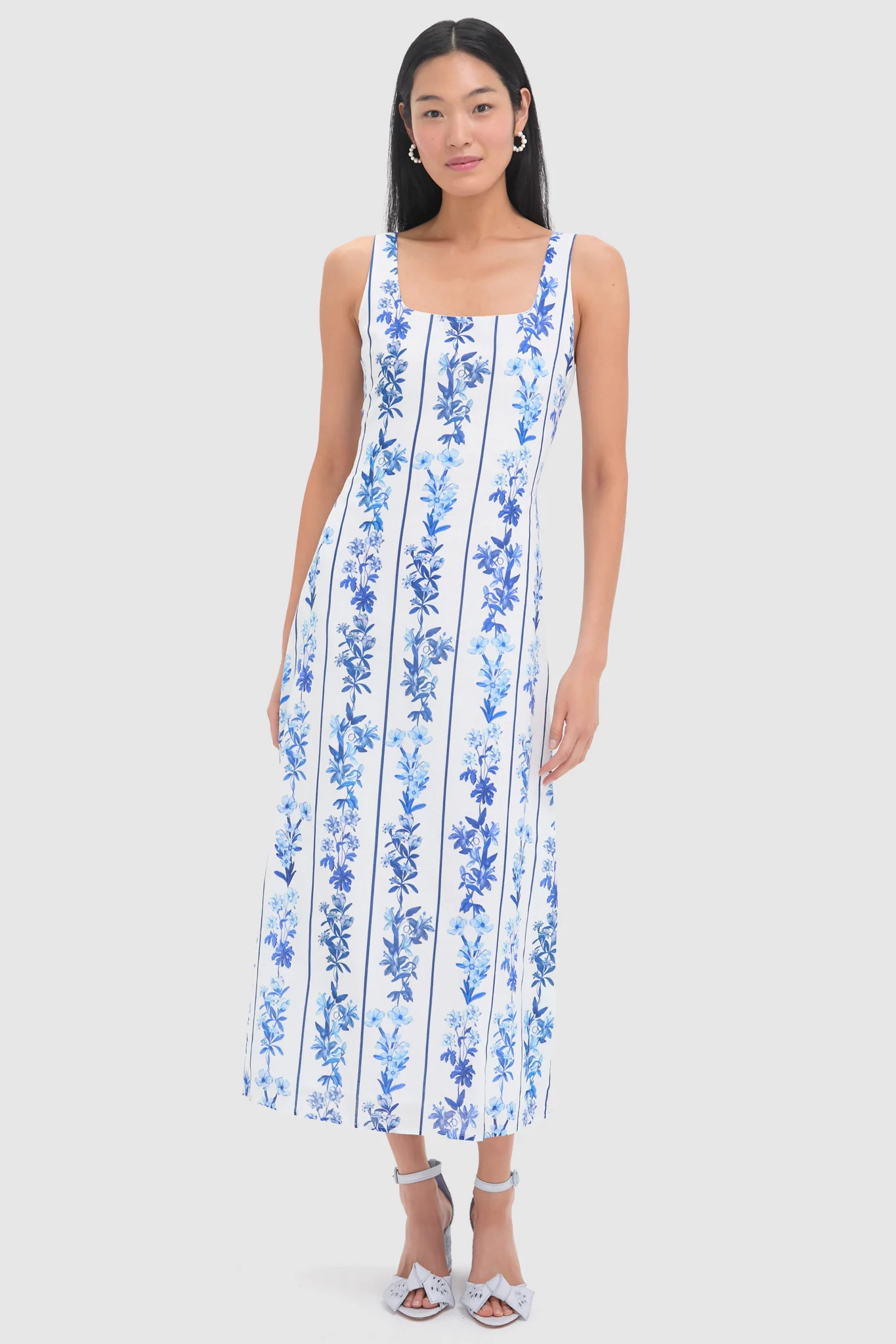 Blue Floral and Stripe Minnie Midi Dress | Tuckernuck (US)
