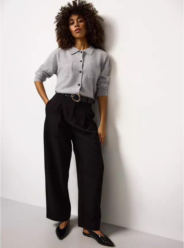 Black Balloon Leg Trousers & Belt Set 10R | Tu Clothing