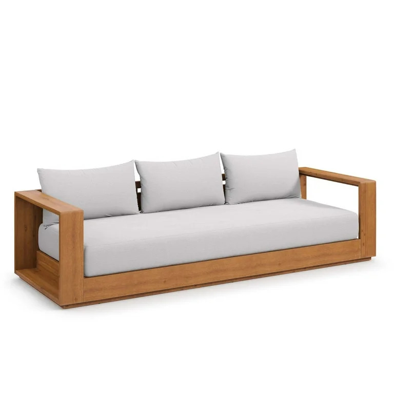 Tahoe Outdoor Patio Acacia Wood Sofa in Natural Light Gray | Walmart (US)
