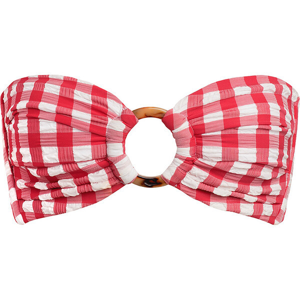 Women's Red Gingham Tori Bandeau Bikini Top | Maisonette