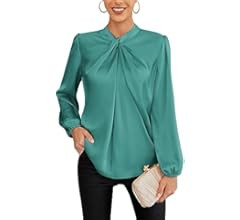 GRACE KARIN Women's Long Lantern Sleeve Shirts Mock Neck Solid Casual Blouse Tops | Amazon (US)