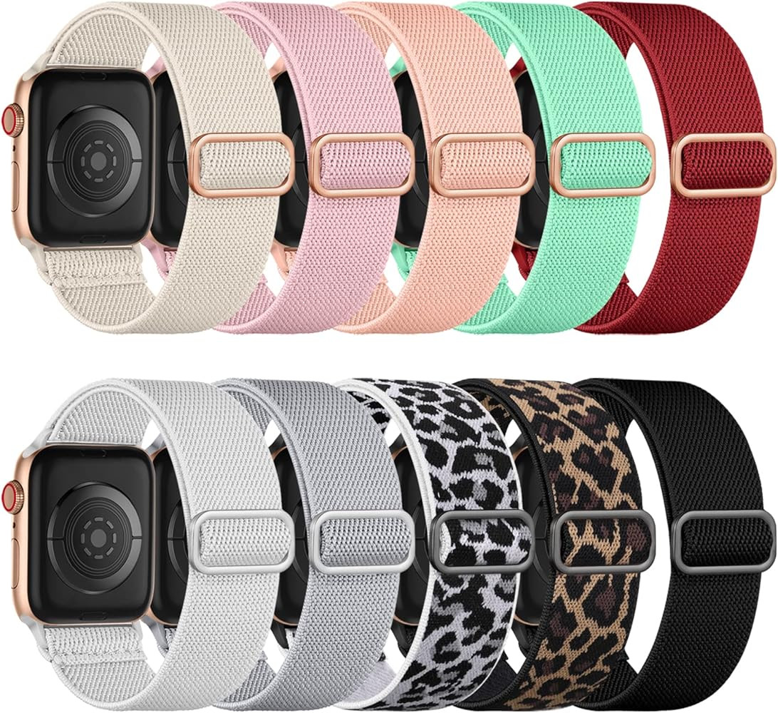 Maledan 10 Pack Stretchy Solo Loop Compatible with Apple Watch Band 40mm 38mm 41mm 42mm 44mm 45mm... | Amazon (US)
