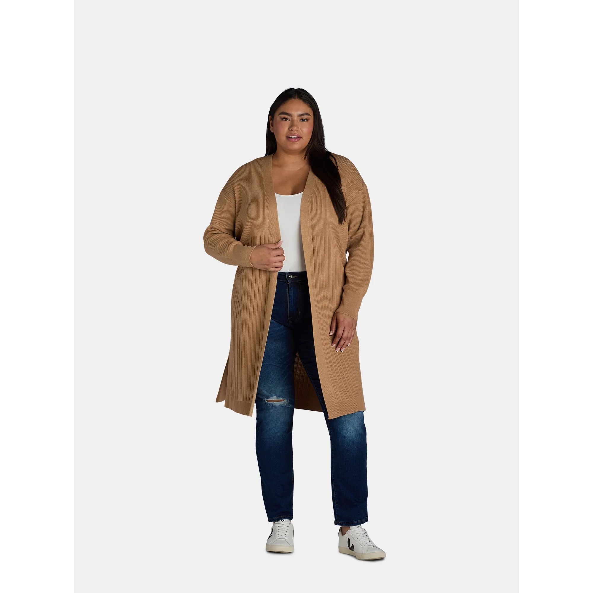 Terra & Sky Women's Plus Size Open Front Duster Cardigan, Lightweight; Sizes 0X-4X - Walmart.com | Walmart (US)