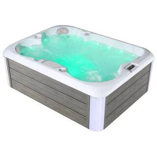 4-Person 20-Jet Premium Acrylic Rectangle Outdoor SPA Hot Tub with Bluetooth Speaker-2-step Ladder-PU Cover-110 V | The Home Depot