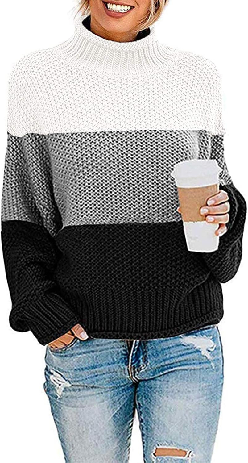 ZESICA Women's Turtleneck Batwing Sleeve Loose Oversized Chunky Knitted Pullover Sweater Jumper T... | Amazon (US)