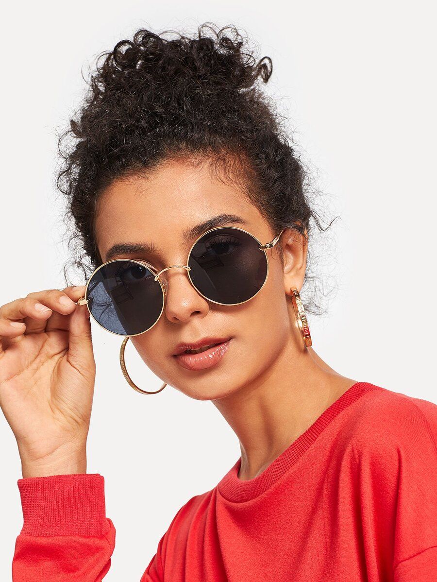 Metal Frame Round Lens Sunglasses | SHEIN