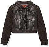 7 For All Mankind Girls' Big Cropped Denim Jacket with Sherpa Sleeves, Vintage Noir, L | Amazon (US)