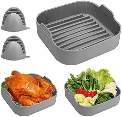 Air Fryer Silicone Pot, 8 inch Air Fryers Oven Basket with Mitts, Replacement of Parchment Paper ... | Amazon (US)