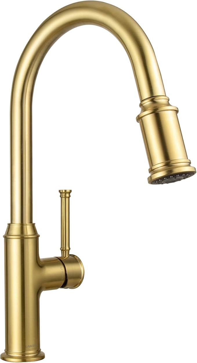 Lava Odoro Curtura Brushed Gold Kitchen Faucet with Pull Down Sprayer, Single Handle Gold Kitchen... | Amazon (US)