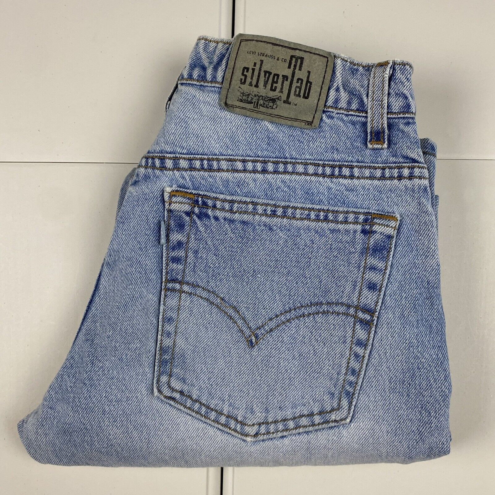 Vintage 90s Levi’s Silver Tab Guys Fit Light Wash Blue Jeans Womens 9 Made USA | eBay US