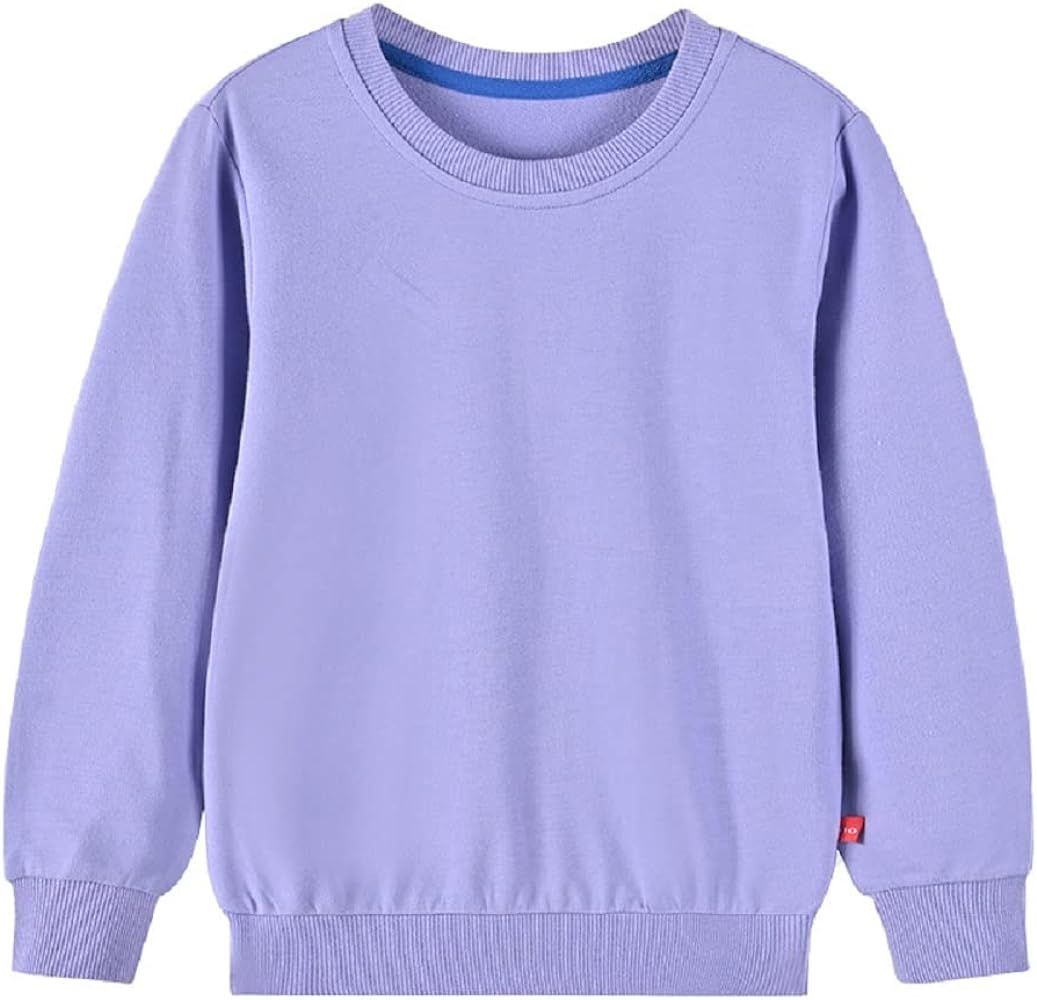 IESSRA Boys Girls Crewneck Sweatshirts Toddler Baby Sweatshirt Solid Cotton Soft Long Sleeve Active  | Amazon (US)