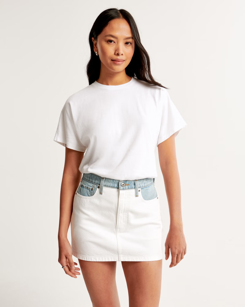 Two-Tone Denim Mini Skirt | Abercrombie & Fitch (US)