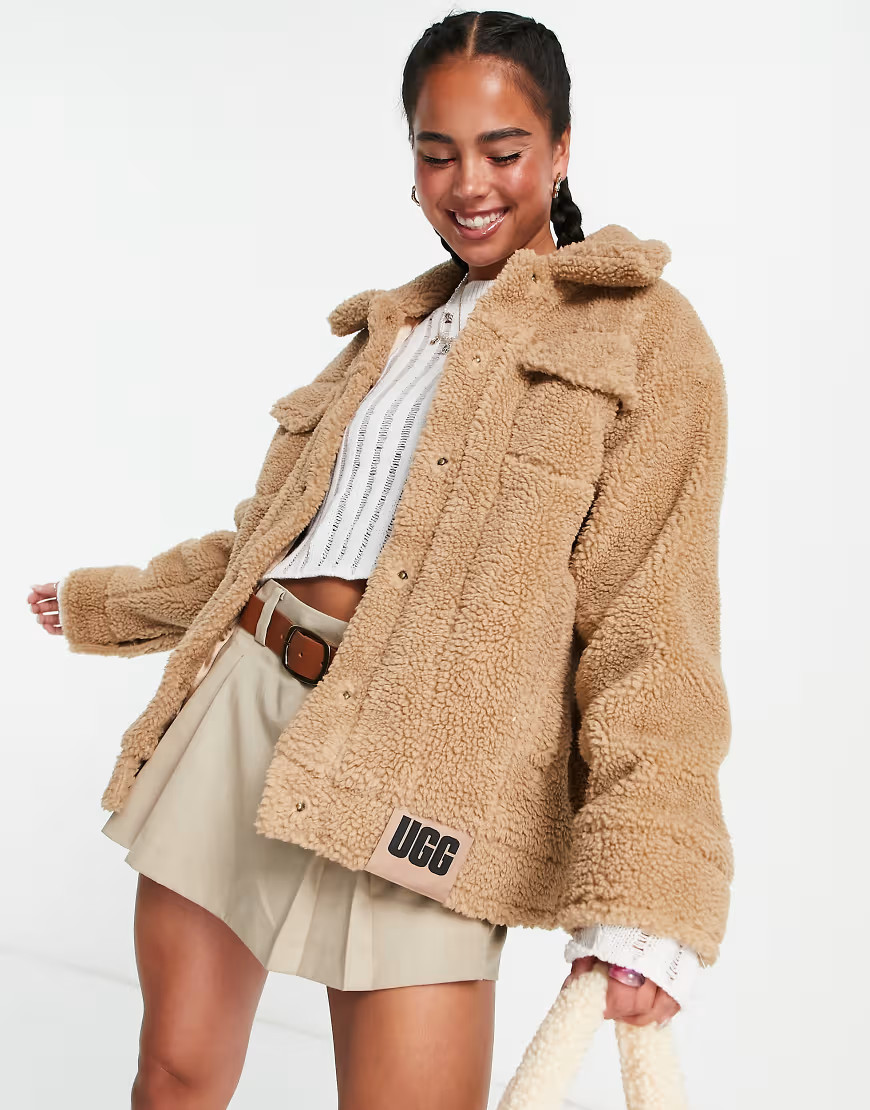 UGG Frankie sherpa trucker jacket in camel-Neutral | ASOS (Global)