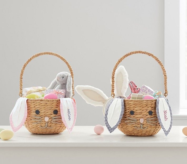 Seagrass Bunny Face Basket & Liner | Pottery Barn Kids