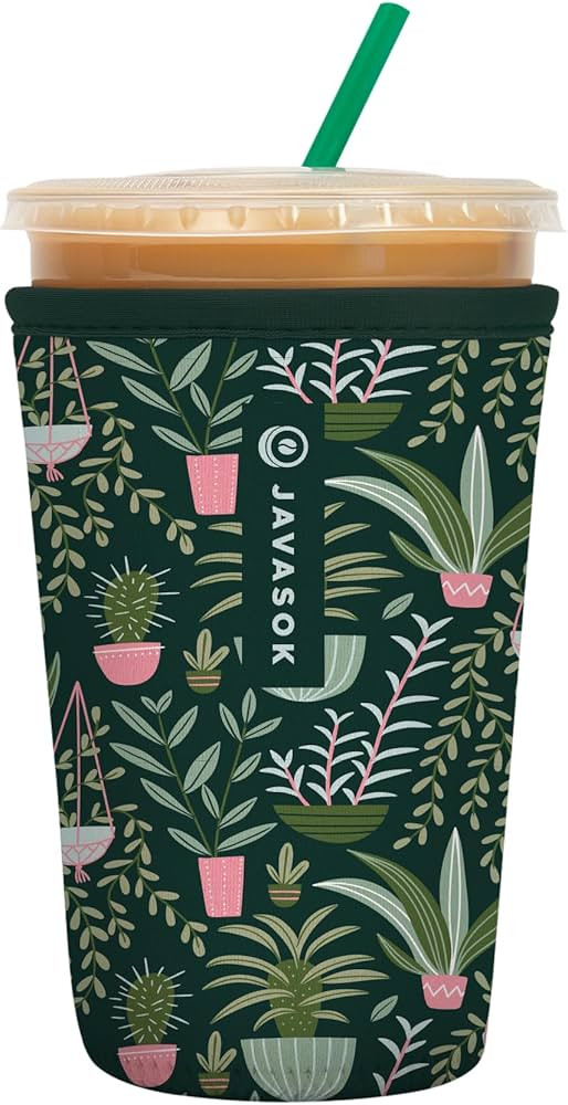 Sok It JavaSok Iced Coffee & Cold Soda Insulated Neoprene Cup Sleeve (Green Living, Medium: 22-28... | Amazon (US)