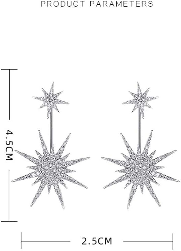 Starburst CZ Dangle Drop Earrings for Women Girls Sensitive Ear S925 Sterling Silver Stud Post Pi... | Amazon (US)