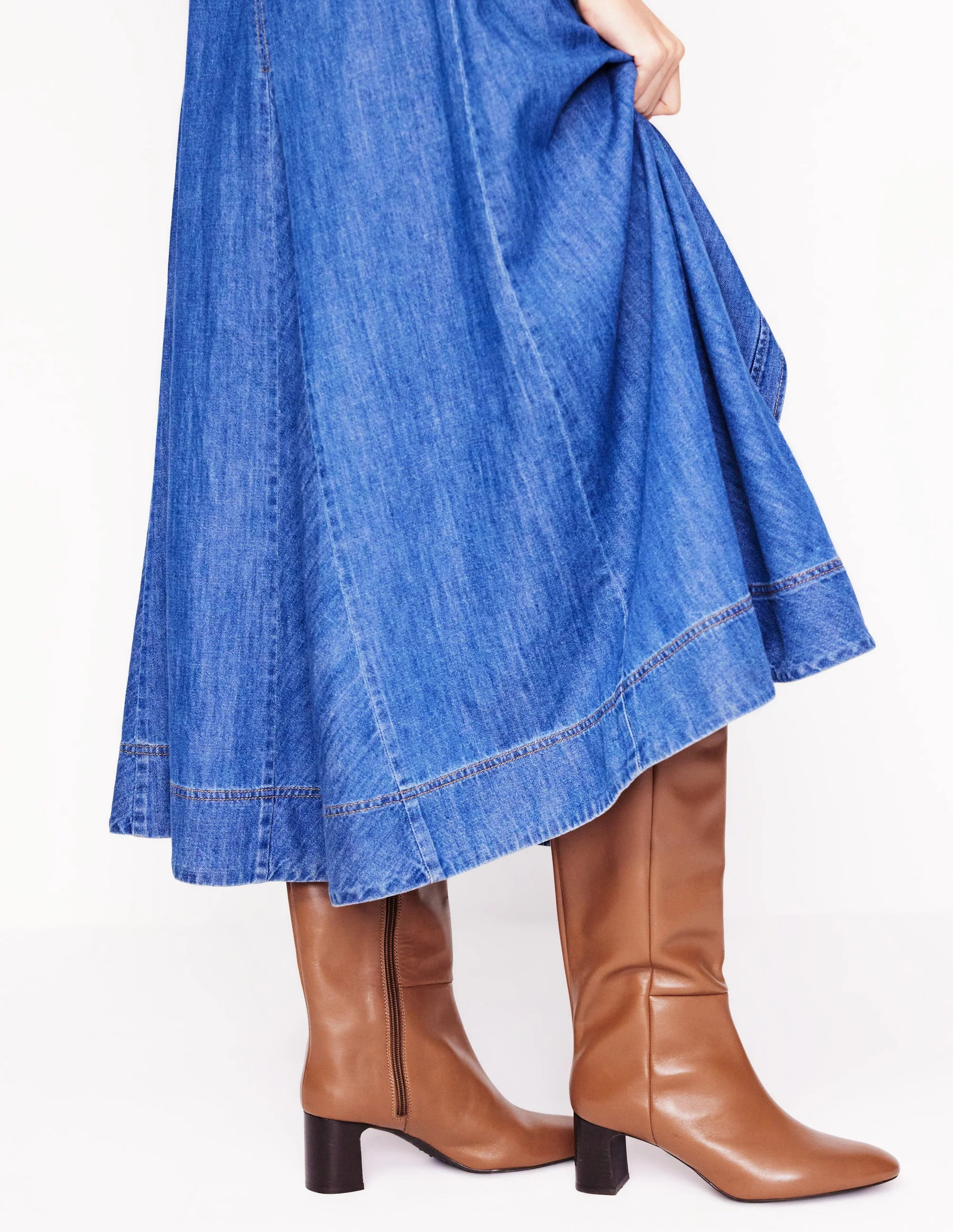 Erica Knee High Leather Boots-Tan Leather | Boden (US)