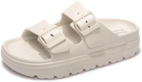 FUNKYMONKEY Jelly Sandals for Women with Adjustable Buckle, Comfortable Chunky Slip-on Beach Slid... | Amazon (US)