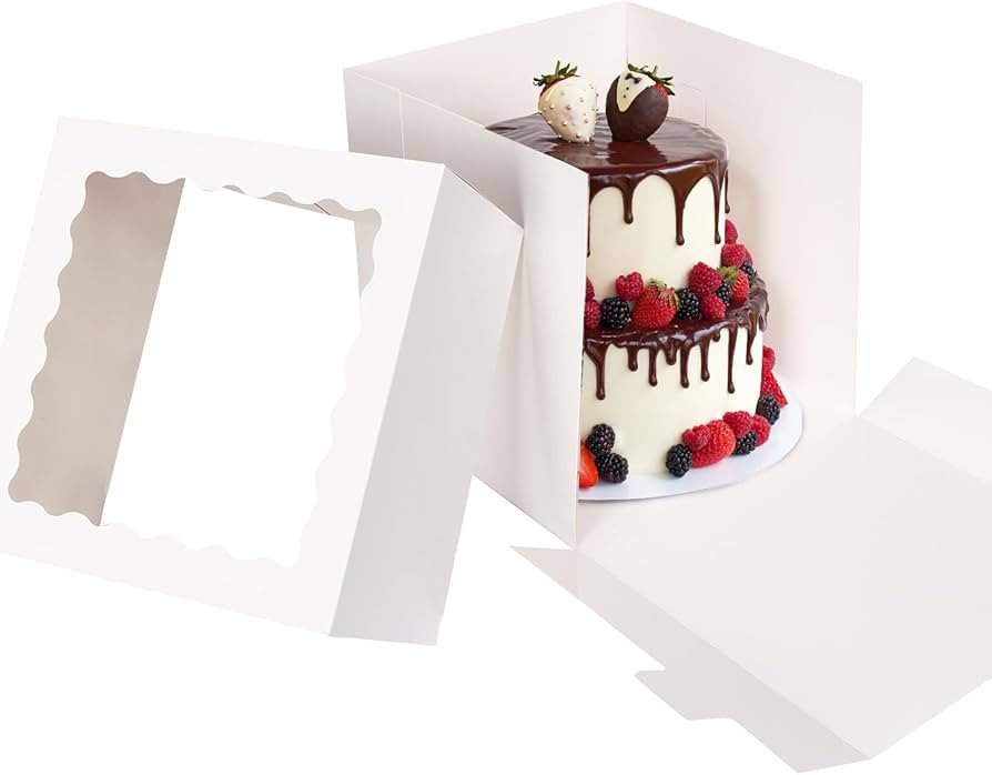 Moretoes 12 Pack Cake Boxes, 12x12x12 Inch Cake Box with Window for Tier Cakes, Sturdy Tall Cake ... | Amazon (US)