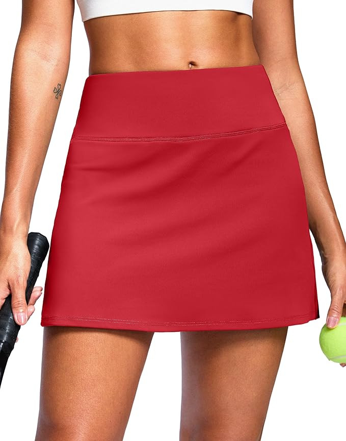 SANTINY 14" Skorts for Women with 2 Pockets High Waisted A Line Casual Pickleball Golf Skort Athl... | Amazon (US)