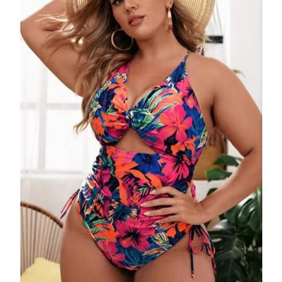 Plus Size Swimsuit for Women One Piece Summer Swimsuits High Waisted Bathing Suits Pink Floral 4XL | Target