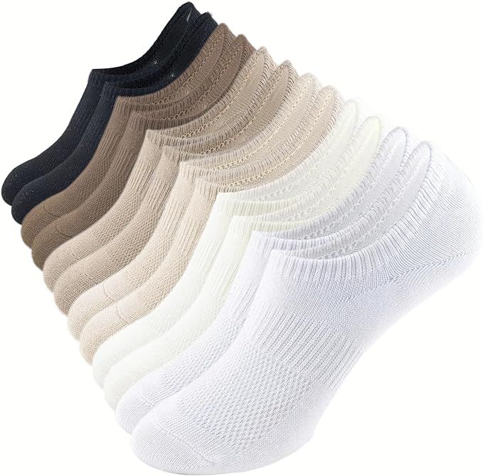 No Show Socks for Women Cotton Thin Low Cut Non Slip Invisible Liner Socks 6 Pairs | Amazon (US)
