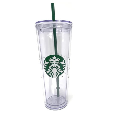Starbucks Cold Cup Clear Venti Tumbler Traveler with Green Straw Logo - 24 oz (Acrylic) | Walmart (US)