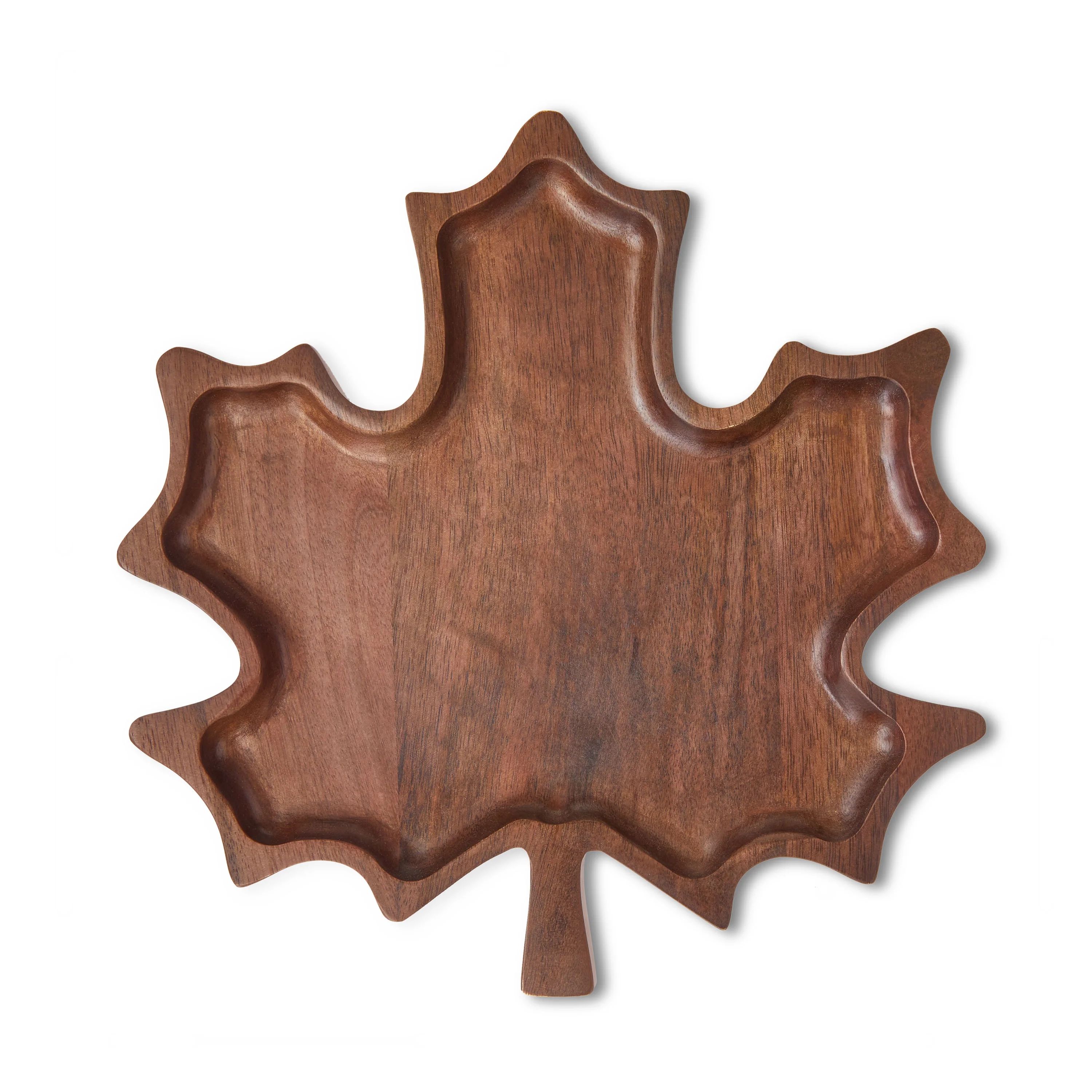 Harvest Leaf-Shaped Mango Wood Tray Tabletop Decoration, by Way To Celebrate | Walmart (US)