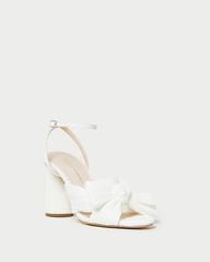 Camellia White Pleated Bow Heel | Loeffler Randall