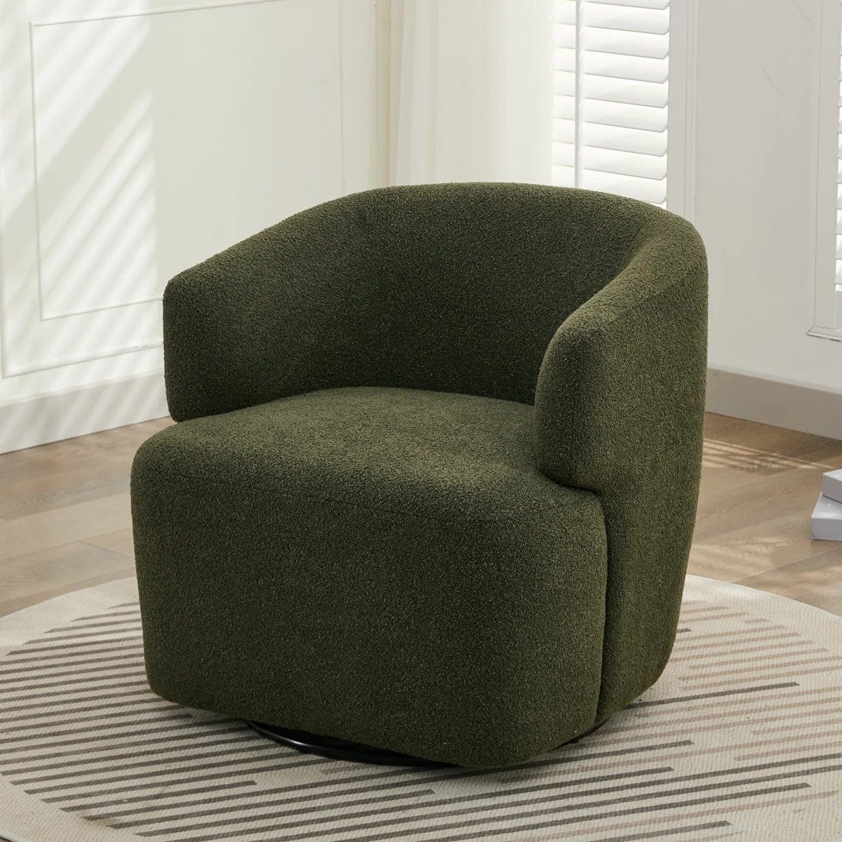 Wide Upholstered Swivel Barrel Accent Chair, No Assembly required | Wayfair North America