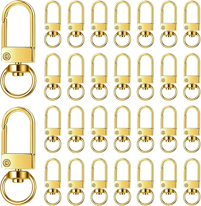 30 Pieces Lobster Claw Clasps Gold Swivel Snap Hooks, Metal Lobster Clasp Keychain Swivel Lanyard... | Amazon (US)