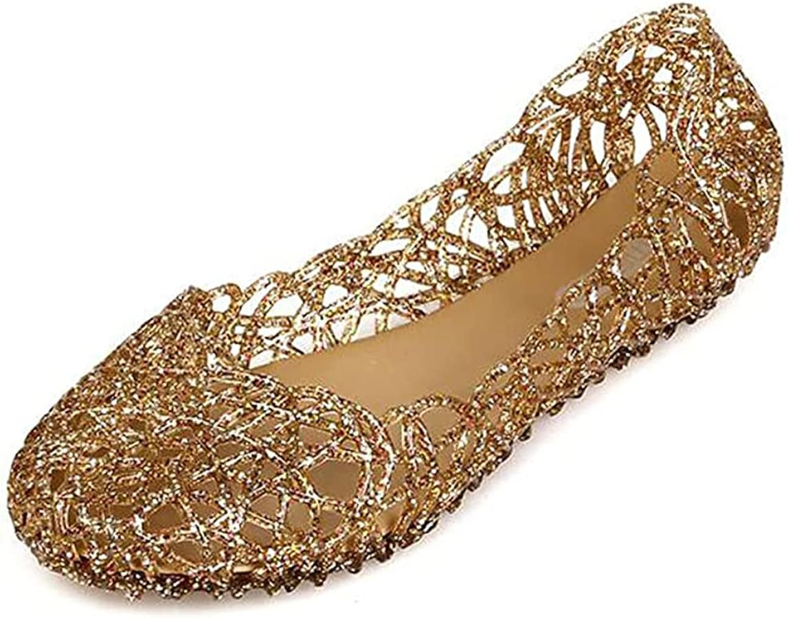 Women's Jelly Shoes Flat Slip On Sandals Hollow Out Ballet Flat | Amazon (US)
