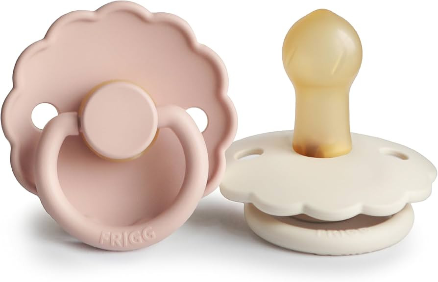 FRIGG Daisy Natural Rubber Baby Pacifier | Made in Denmark | BPA-Free (Blush/Cream, 0-6 Months) 2... | Amazon (US)
