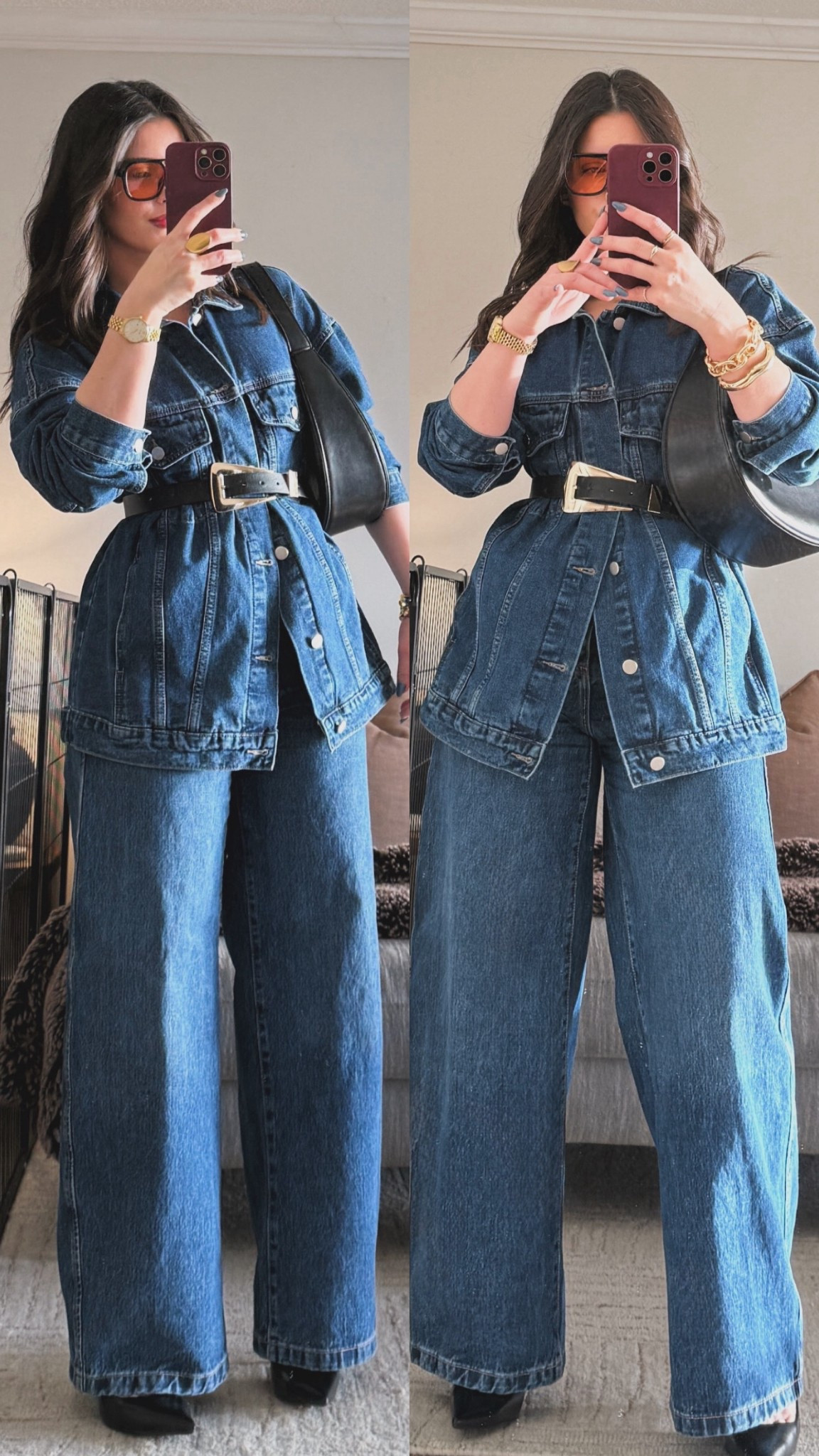 Obsessed with this set💫
Wearing a full denim set and adding a belt over the jacket to define the waist. Such an easy styling hack😌

#LTKootd #LTKgrwm