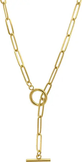 Adornia 14K Gold Plated Water Resistant Paper Clip Chain Lariat Necklace | Nordstromrack | Nordstrom Rack