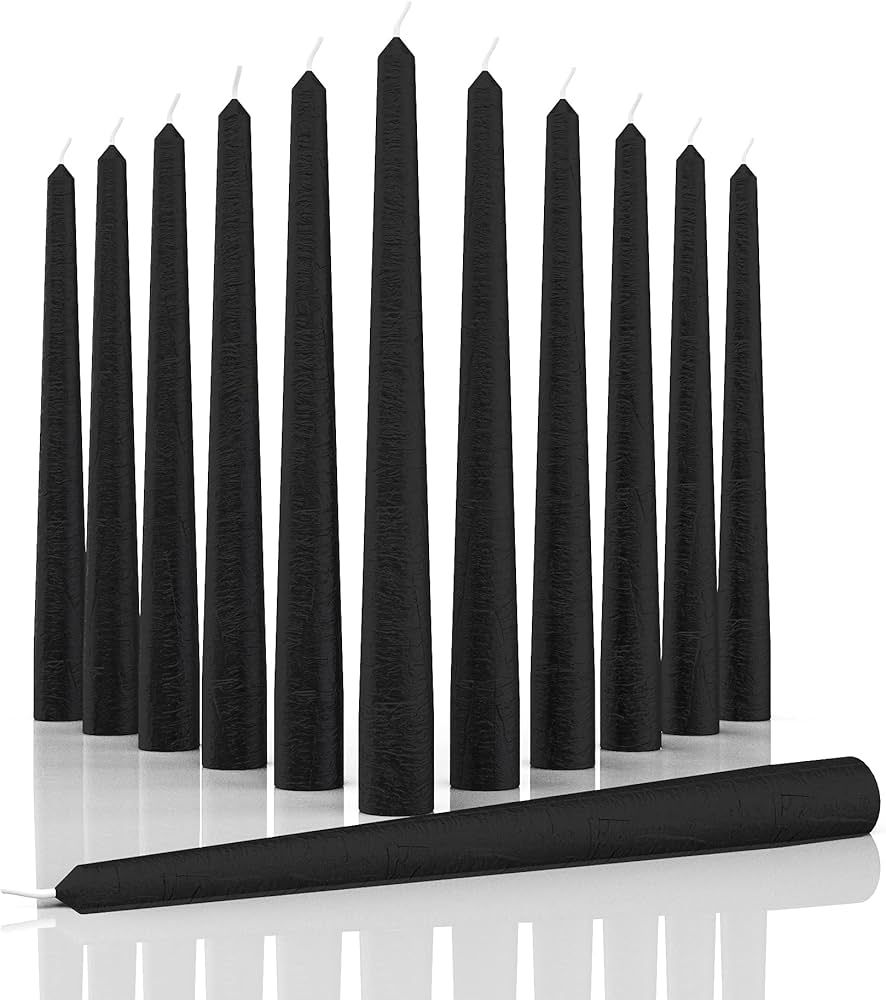 CANDWAX 10 inch Taper Candles Set of 12 - Halloween Taper Candles Unscented - Black Candles Hallo... | Amazon (US)