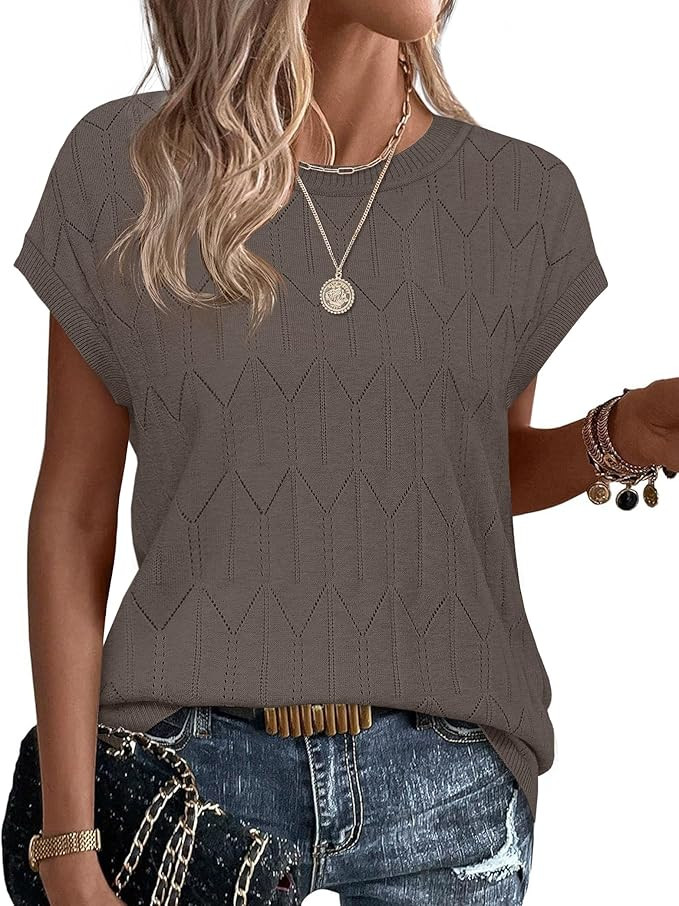 Sampeel Womens Tops Short Sleeve Sweaters 2026 Summer Spring Beach Vacation Clothes Business Casu... | Amazon (US)